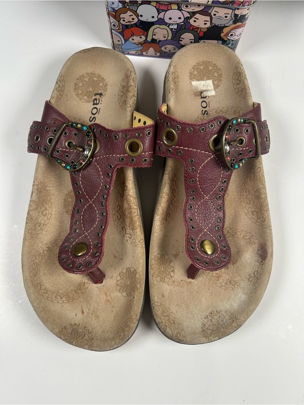 Taos Serena Red and Yellow bohemian buckle Leather Sandals - Picture 7 of 9